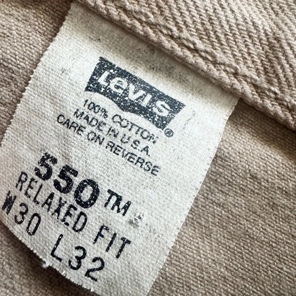 Levi's VTG 90s 550 Relaxed Fit Tapered Leg Jeans USA Khaki Tan‎ Mens 30x32 Y2K